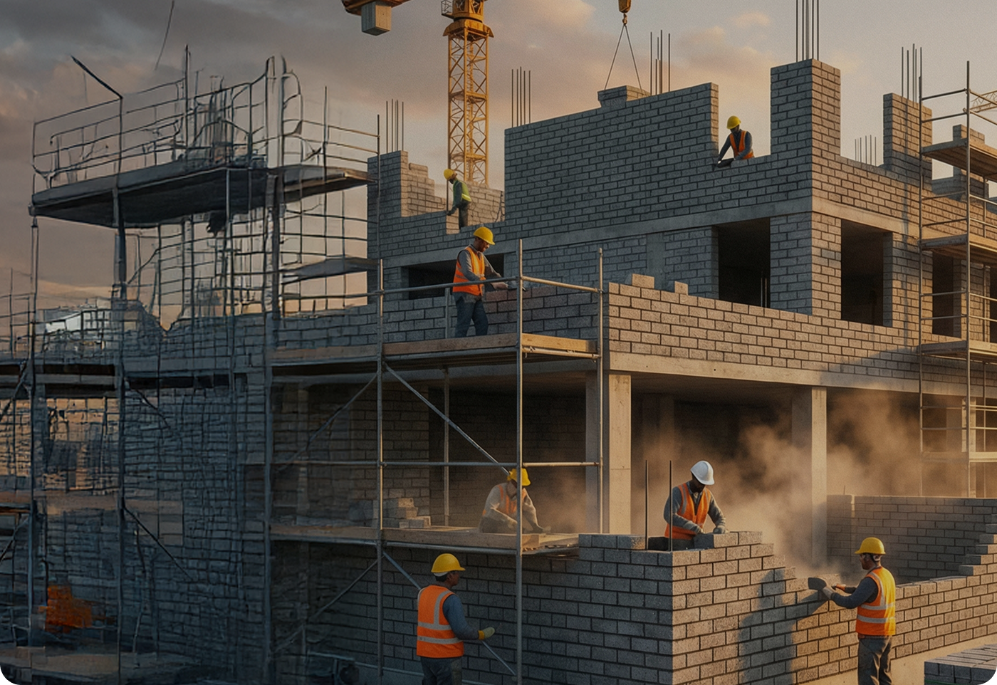 Fly ash bricks stacked outdoors